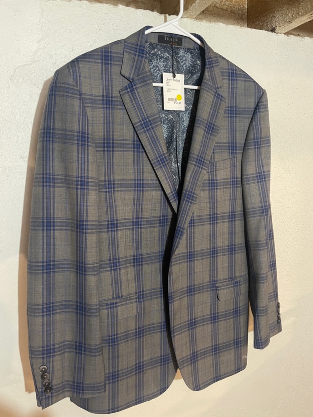 Gray & Blue Plaid Men's Blazer